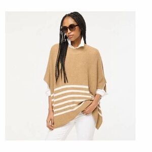 NWT J. Crew Tan and White Poncho